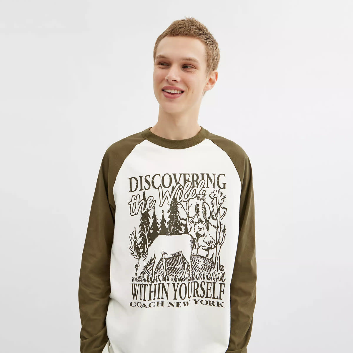Wild Raglan Crewneck Long Sleeve T Shirt In Organic Cotton 2