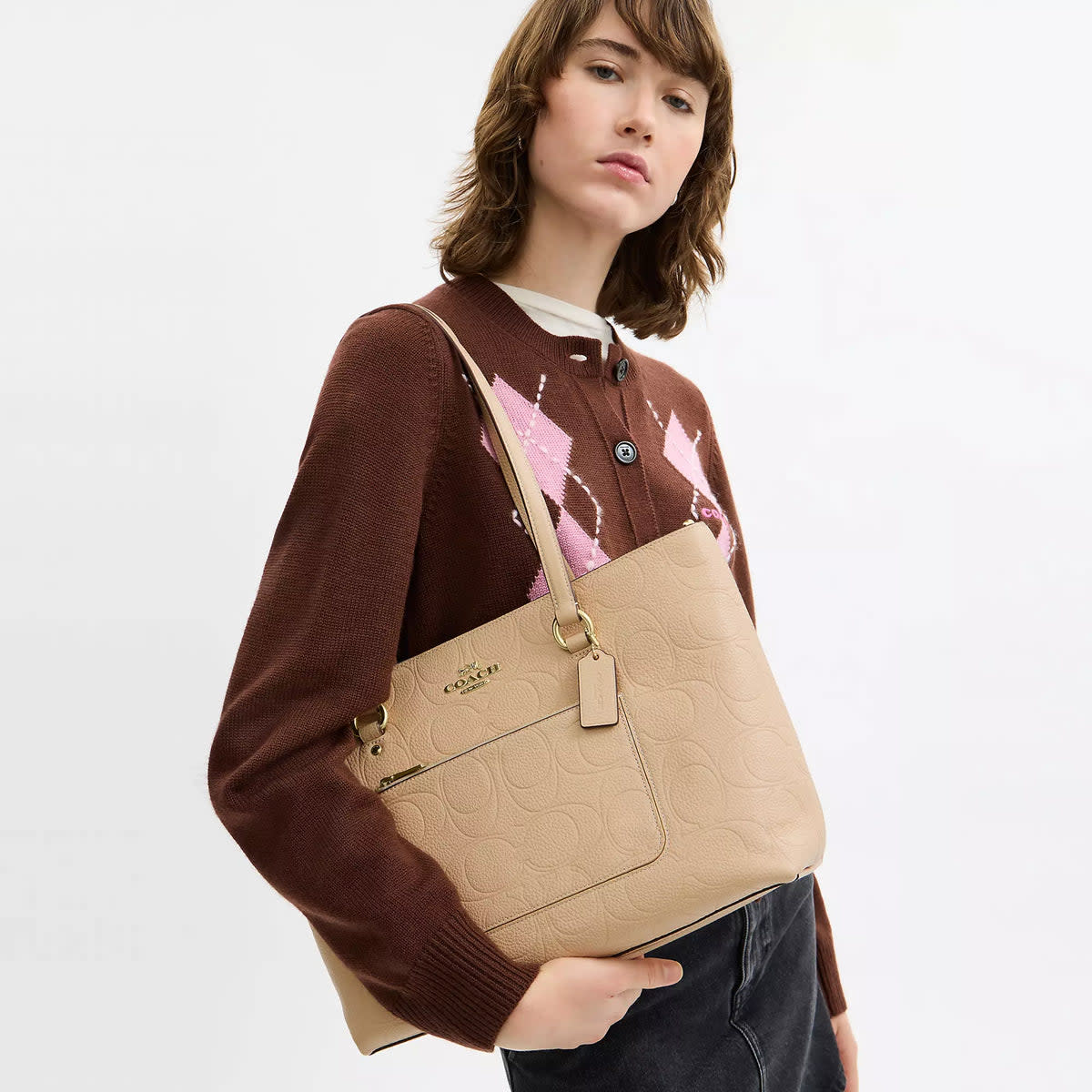 Station Tote Bag In Signature Leather 4