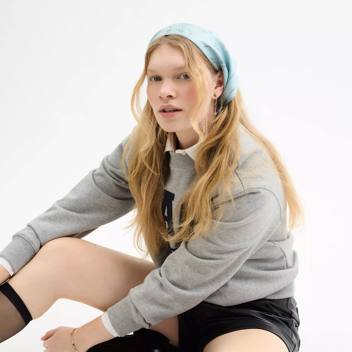 Tossed Floral Print Silk Diamond Scarf 2