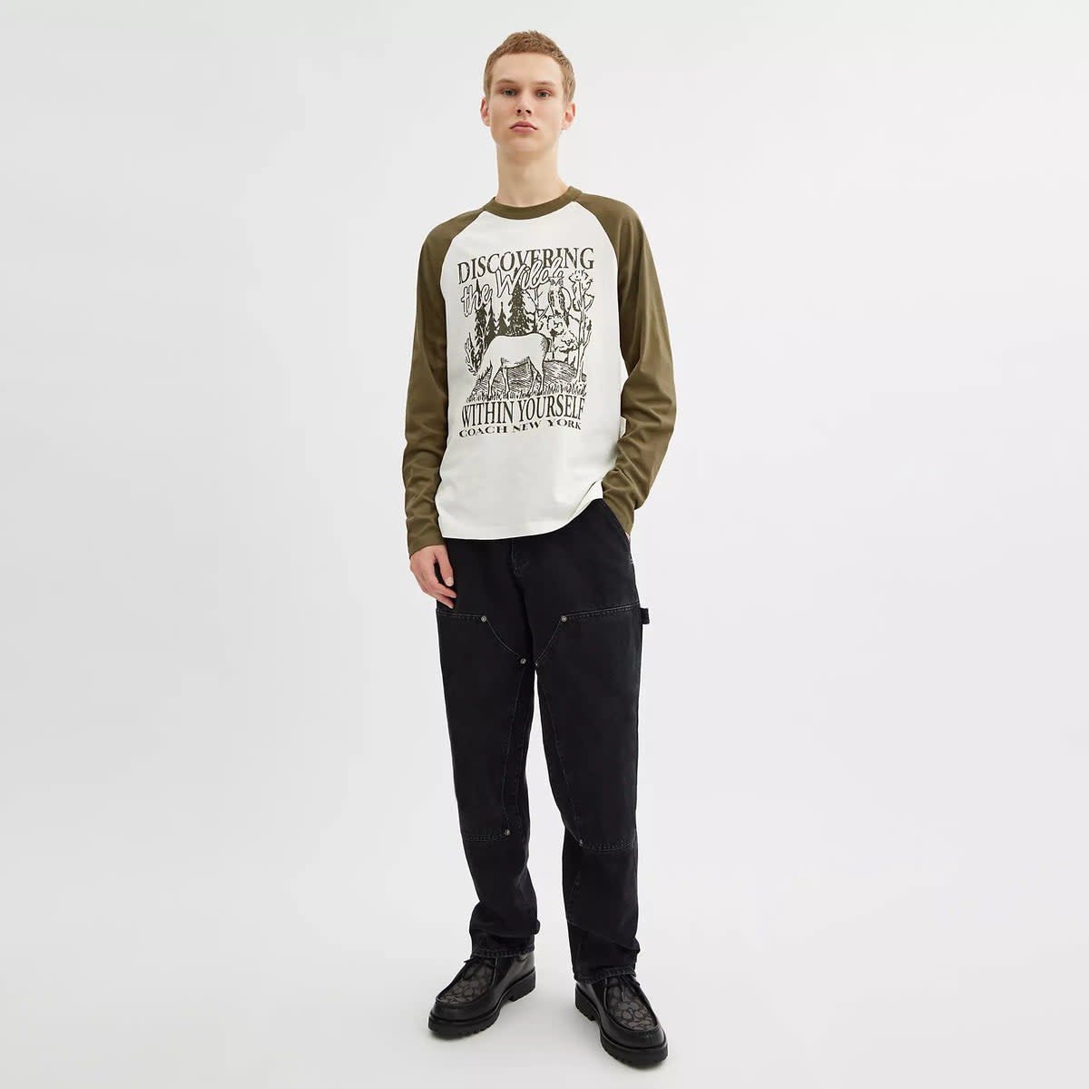Wild Raglan Crewneck Long Sleeve T Shirt In Organic Cotton 3
