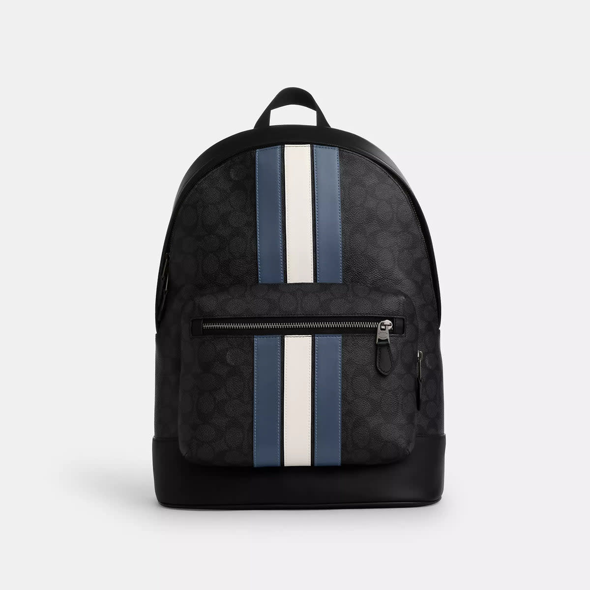 West Backpack In Signature Canvas With Varsity Stripe