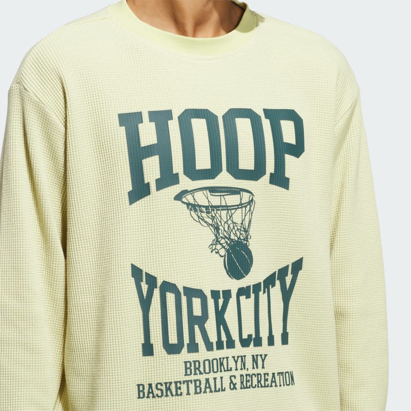 Adidas Hoop York City Long Sleeve Cotton Waffle Tee Men 4