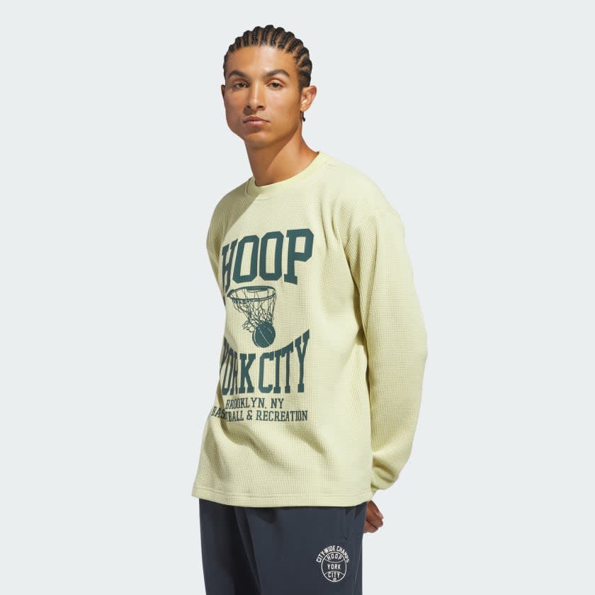 Adidas Hoop York City Long Sleeve Cotton Waffle Tee Men 3