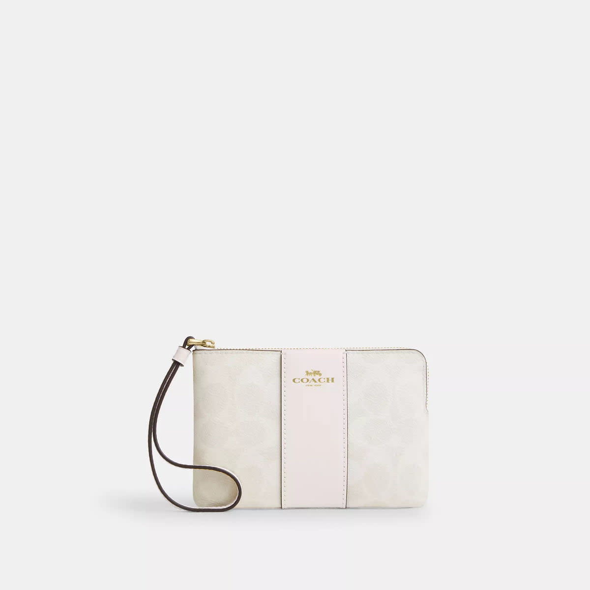 Corner Zip Wristlet In Signature Canvas With Stripe 5