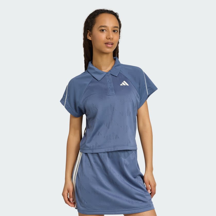 Adidas Stadium 3-Stripes Tennis Inspired Jacquard Polo Tee Women 3