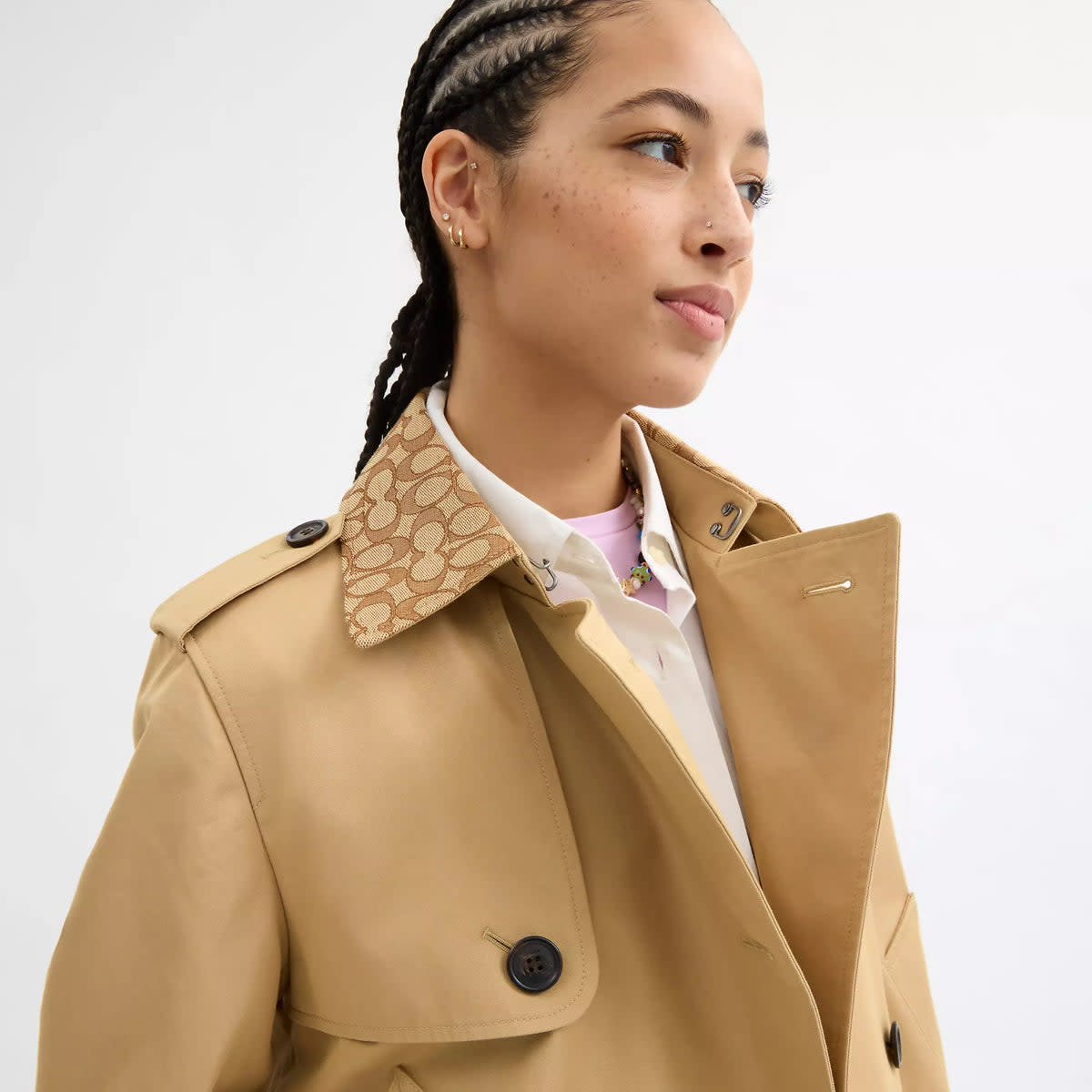 Short Trench Coat With Signature Collar 2