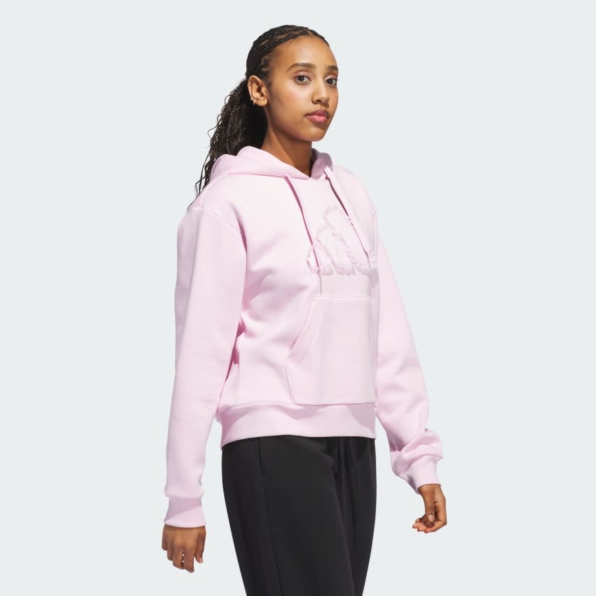 Adidas Seasonal Essentials Ruffled Big Logo Graphic Hoodie Women 3