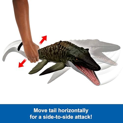 Mattel Jurassic World Rebirth Bite N Blast Mosasaurus Action Figure & Mini Dilophosaurus, Wide Jaw Dinosaur Toy, Movie-Accurate Posable, Digital Play 3