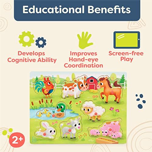 B. toys – Peek & Explore – Farm Animals – Wooden Peg Puzzle – Farm Puzzle for Toddlers, Kids – 8 Farm Animal Pieces – Cow, Horse, Sheep & More – 2+ Years 3