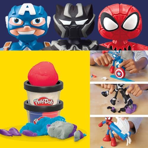 Play-Doh Marvel Hero Adventure Playset, 3 Marvel Action Figures with Wearable Tools, Black Panther, Captain America & Spider-Man Imagination Toys for Boys and Girls Ages 4 and Up 4