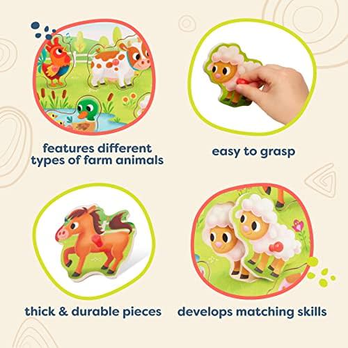 B. toys – Peek & Explore – Farm Animals – Wooden Peg Puzzle – Farm Puzzle for Toddlers, Kids – 8 Farm Animal Pieces – Cow, Horse, Sheep & More – 2+ Years 4