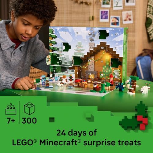 LEGO Minecraft Advent Calendar 2025 Building Toy - Kids Holiday Countdown Set for Boys & Girls, Ages 7+ - 24 Buildable Surprises & 8 Minifigures for Gamers - Collectible Gift for Christmas - 21280 2