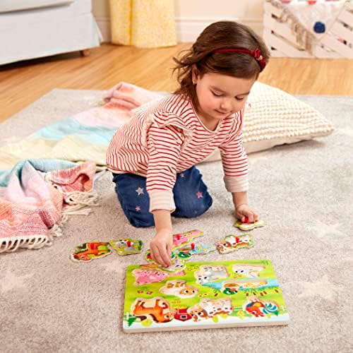 B. toys – Peek & Explore – Farm Animals – Wooden Peg Puzzle – Farm Puzzle for Toddlers, Kids – 8 Farm Animal Pieces – Cow, Horse, Sheep & More – 2+ Years 2