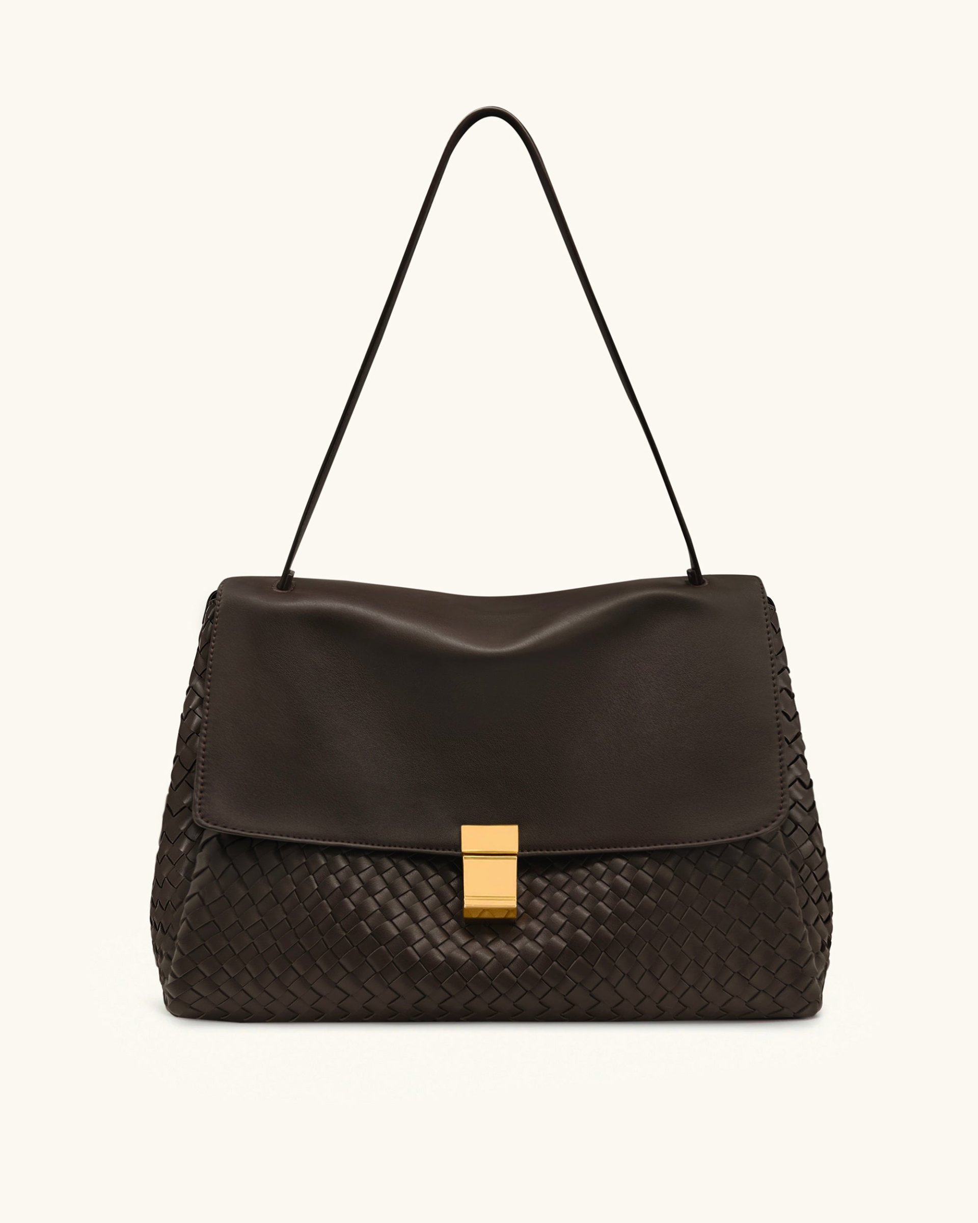 Hilary Woven Shoulder Bag - Dark Brown