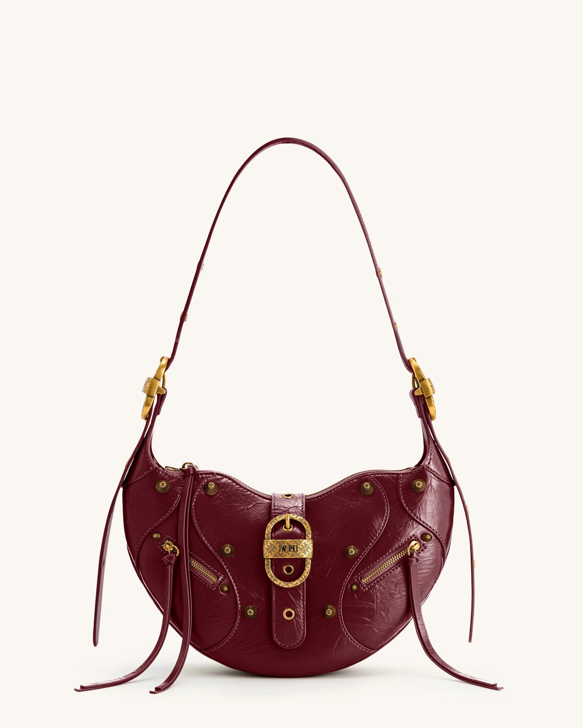 Tessa Studded Shoulder Bag - Burgundy