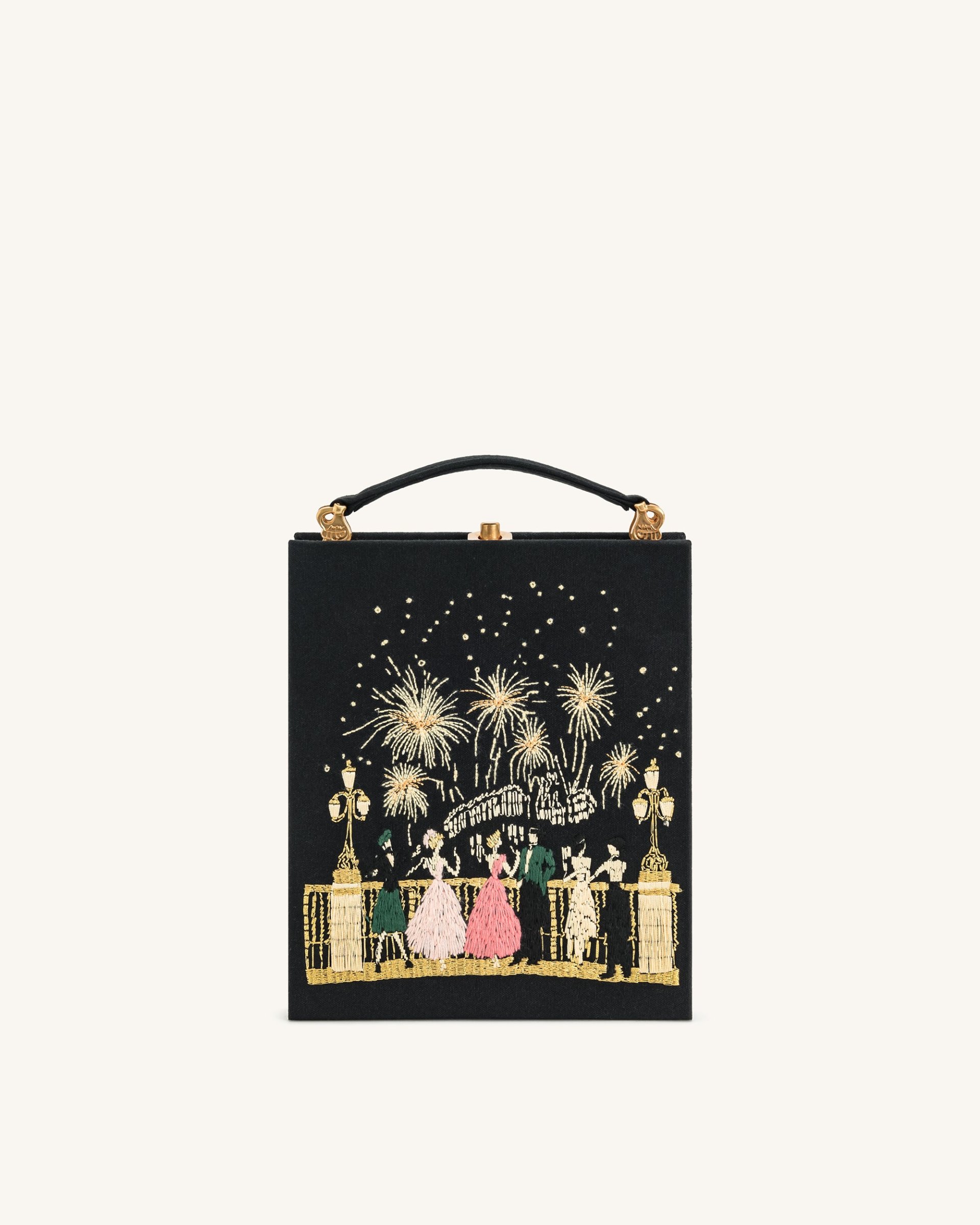 Taya-Fireworks  Pattern Book Shape Clutch Bag - Black