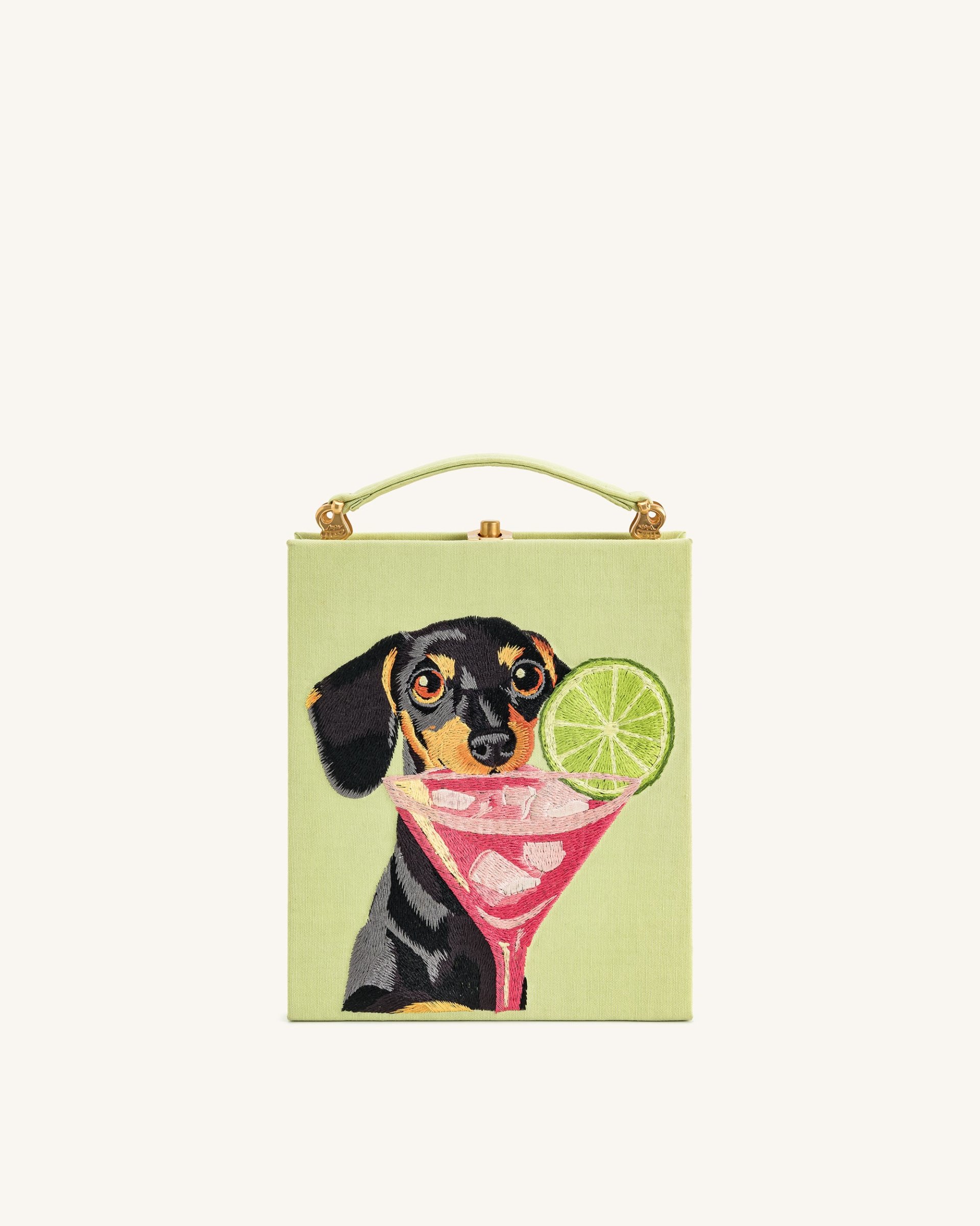 Taya-Puppy Pattern Book Shape Clutch Bag - Light Green