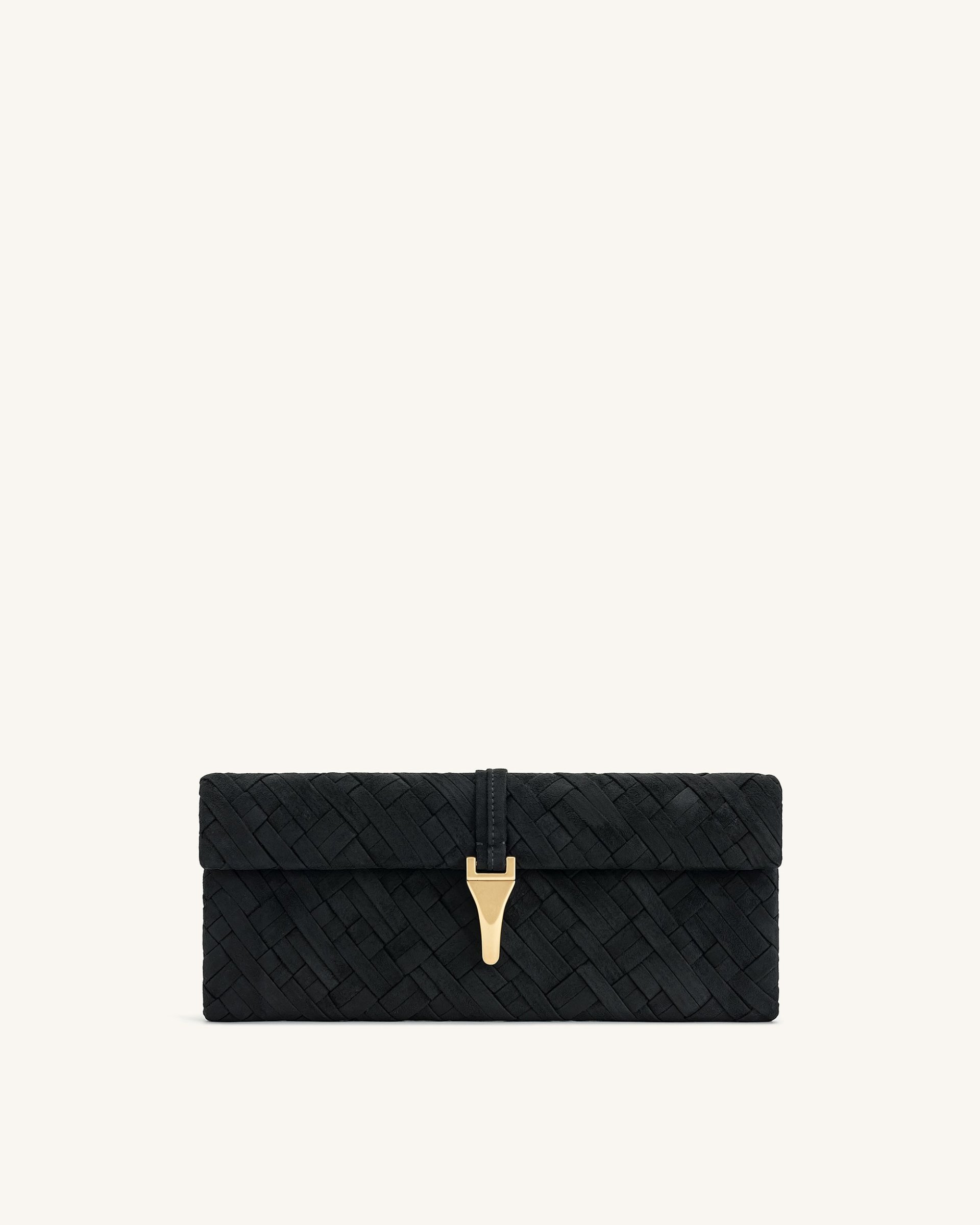 Zaria Woven Clutch - Black