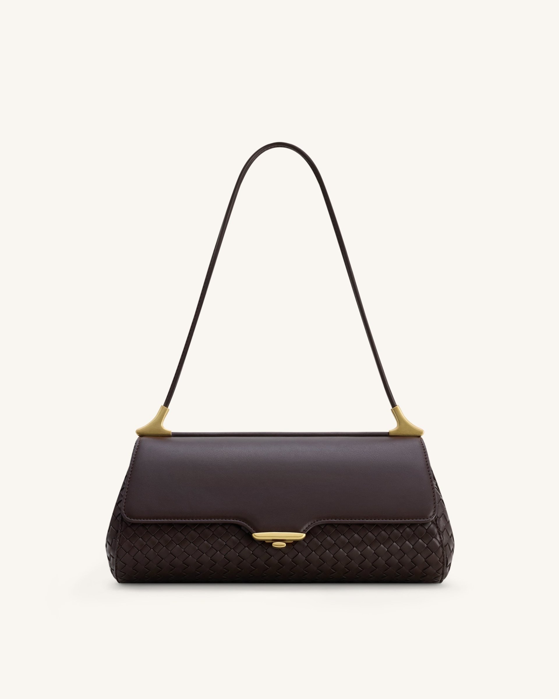 Eloise Woven Shoulder Bag - Dark Brown