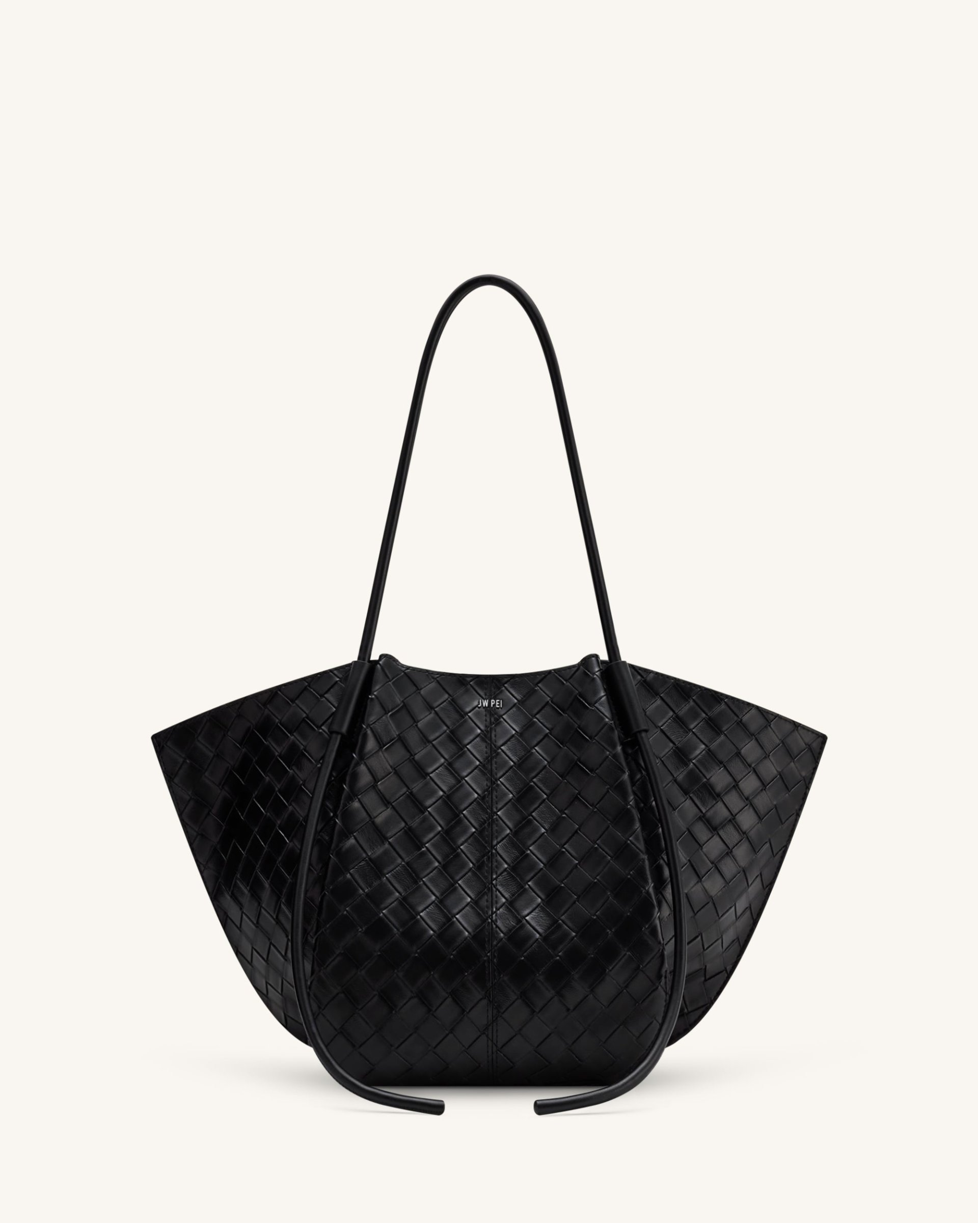 Nala Wide Weave Texture Tote Bag - Black