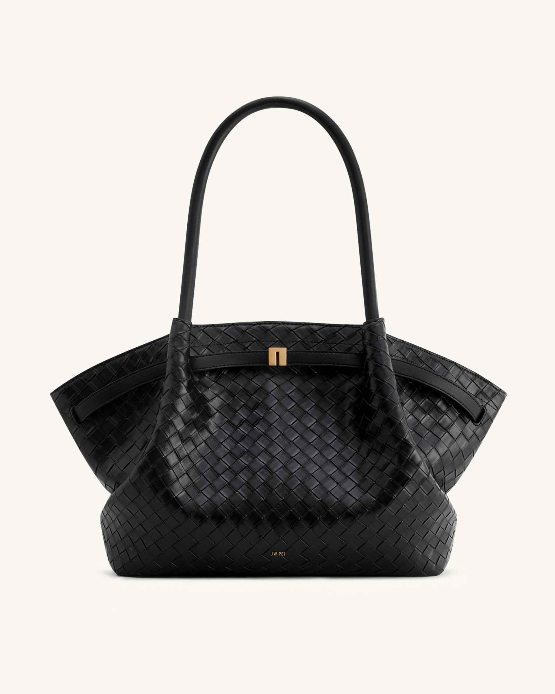 Hana Large Weave Texture Tote Bag - Black