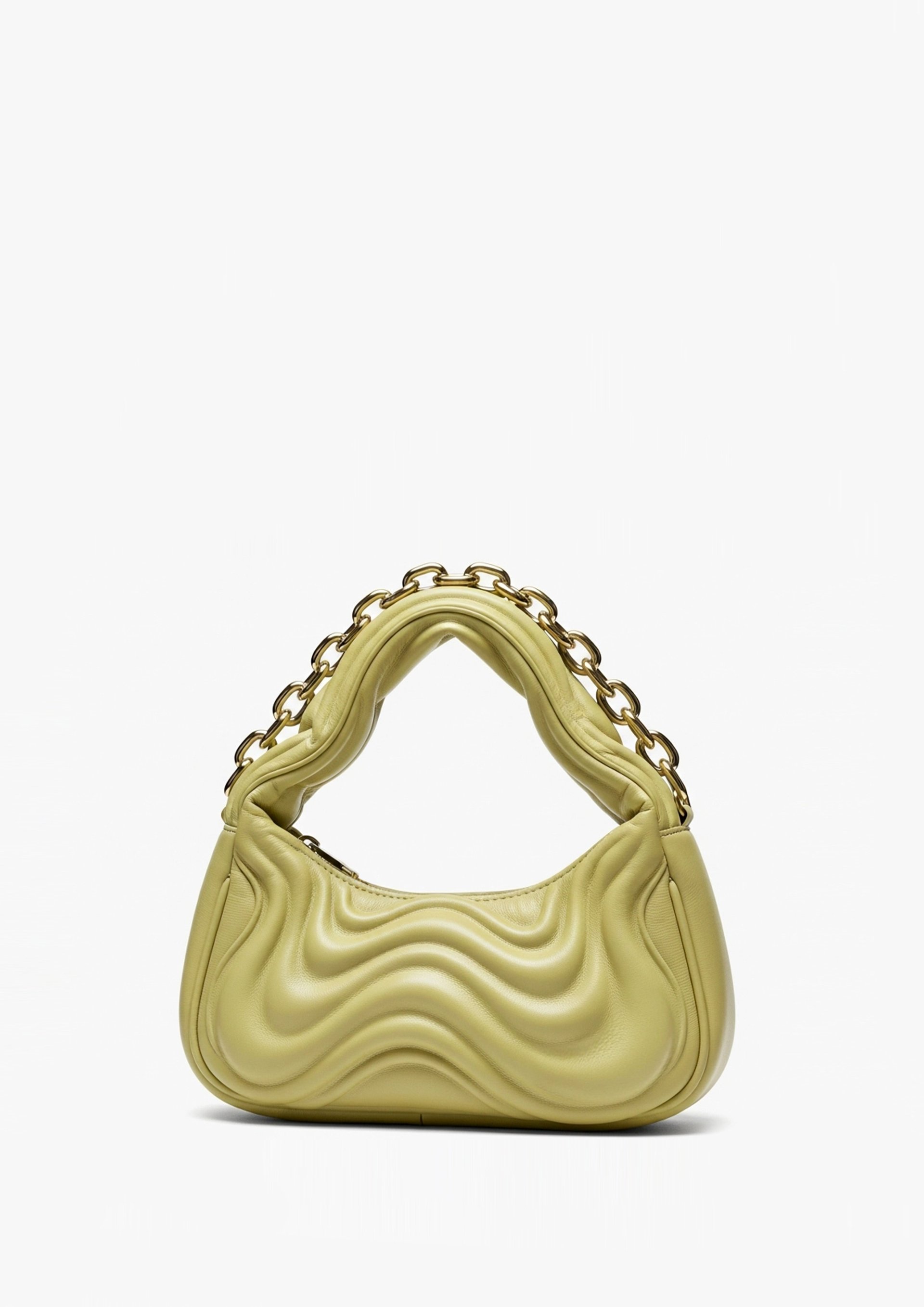 Mia Wavy Leather Shoulder Bag - Green