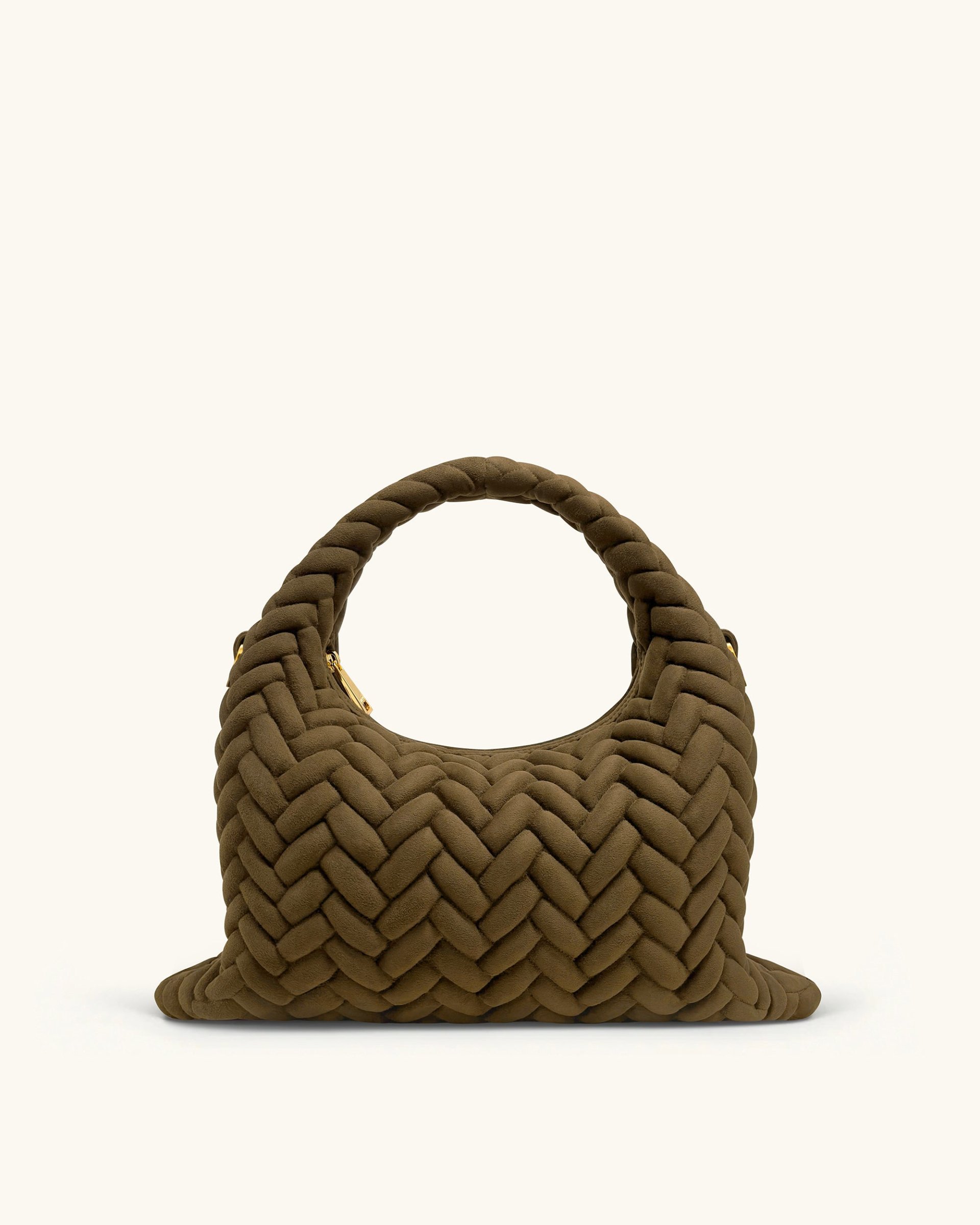 Cora Faux Suede Quilting Handle Bag - Olive Green