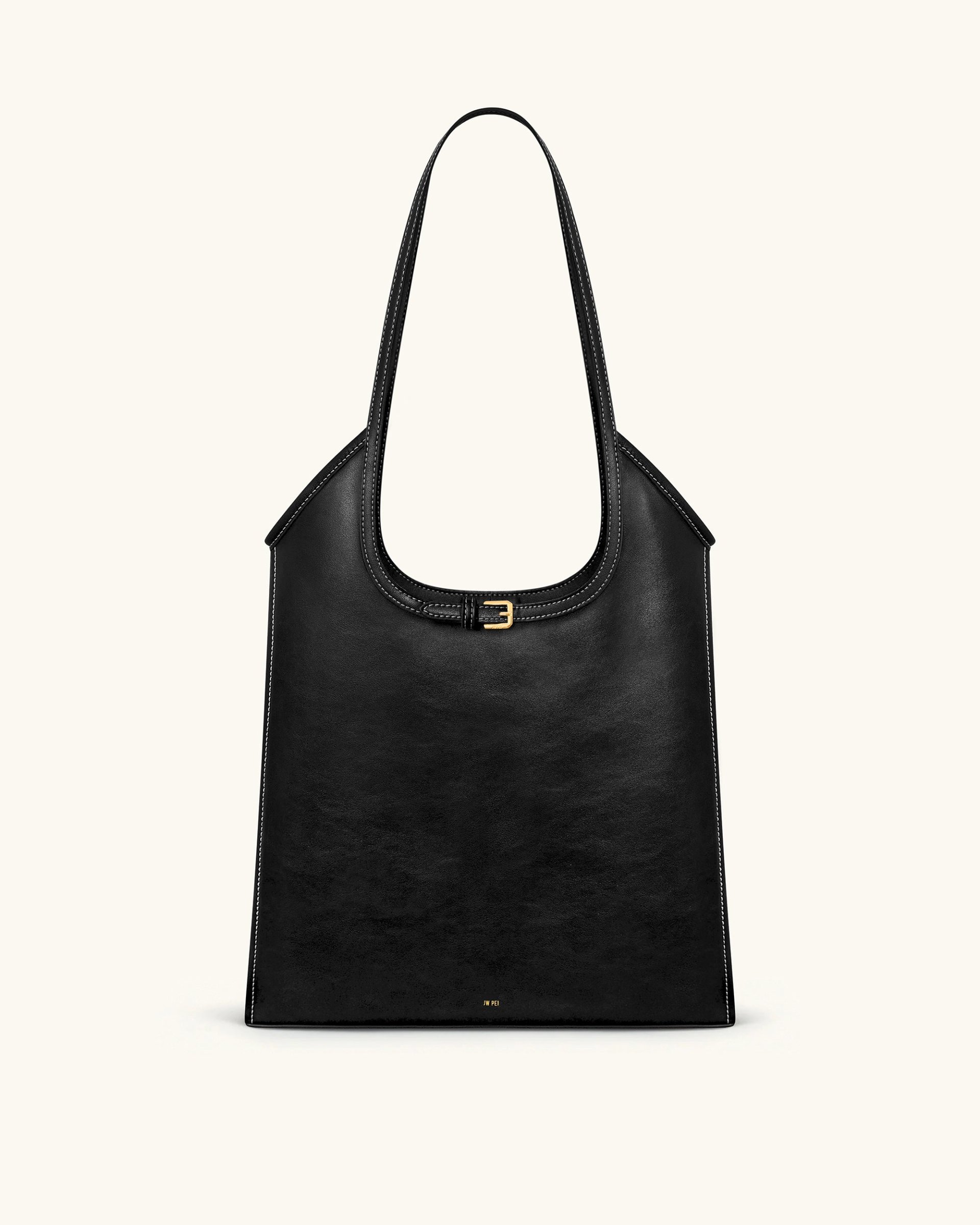 Brooke Belted Embellished Shoulder Tote Bag - Black