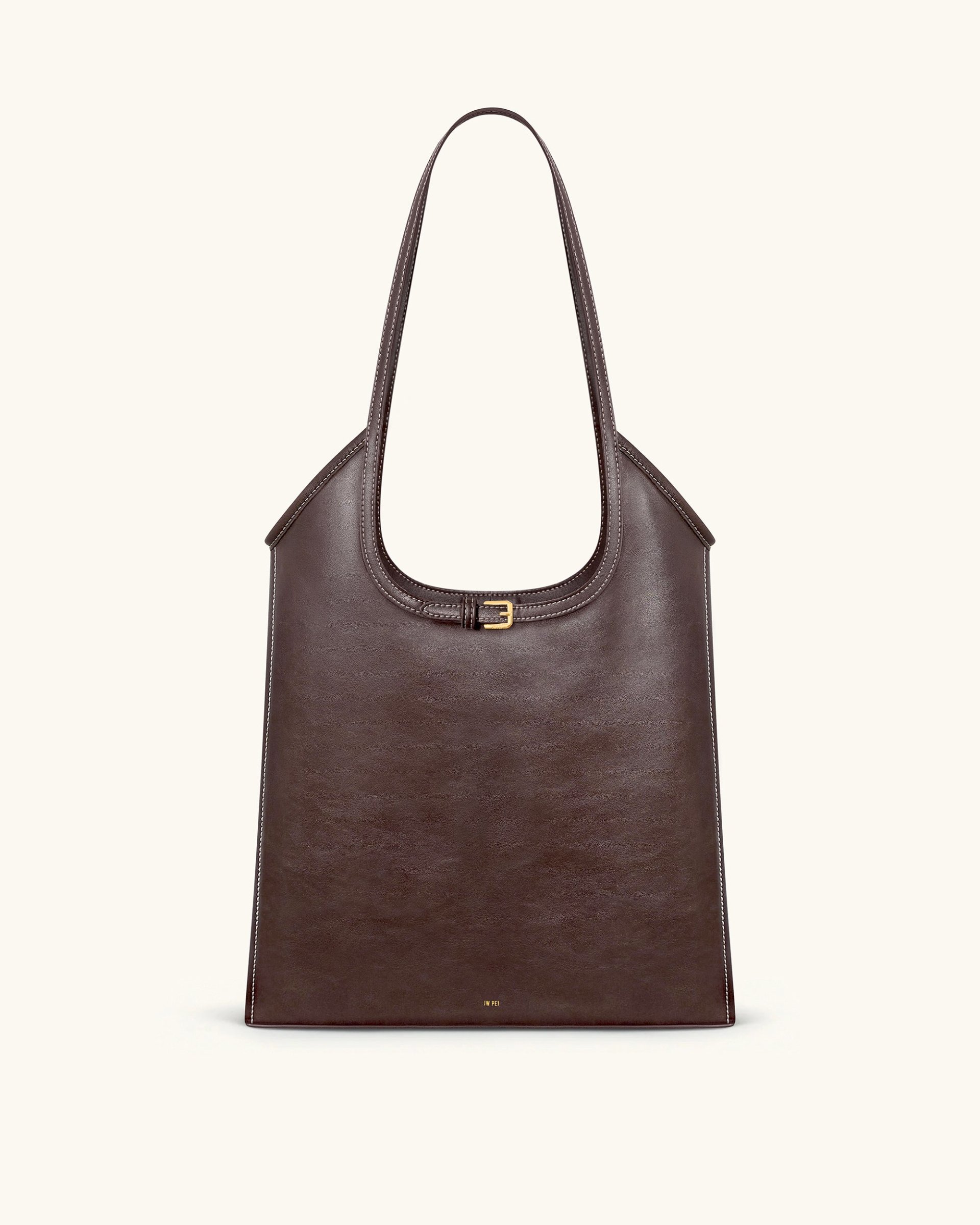 Brooke Belted Embellished Shoulder Tote Bag - Dark Brown