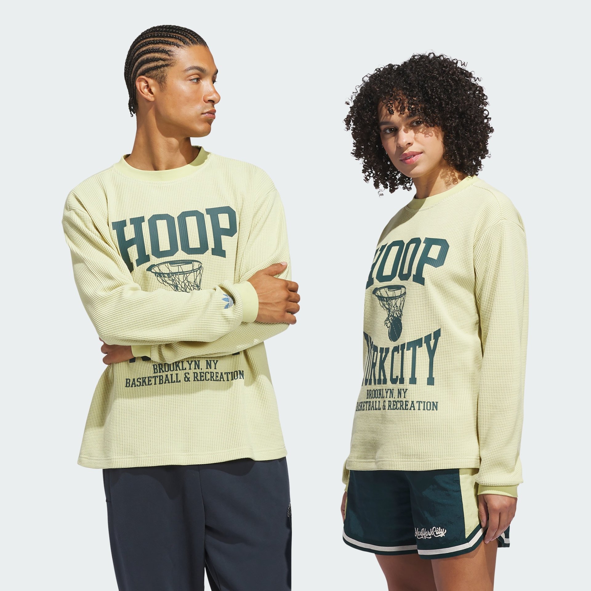 Adidas Hoop York City Long Sleeve Cotton Waffle Tee Men
