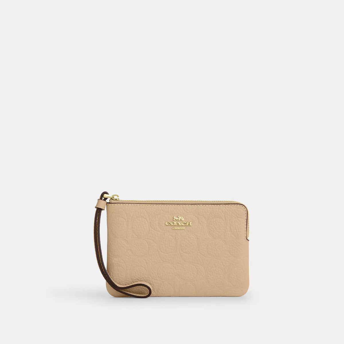 Corner Zip Wristlet In Signature Leather