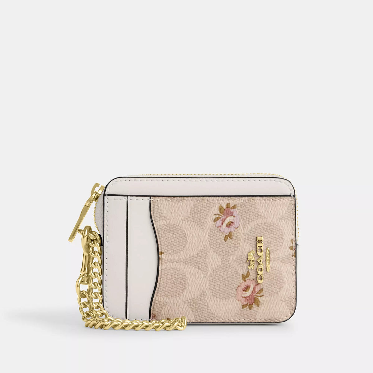 Zip Card Case In Signature Canvas With Floral Print