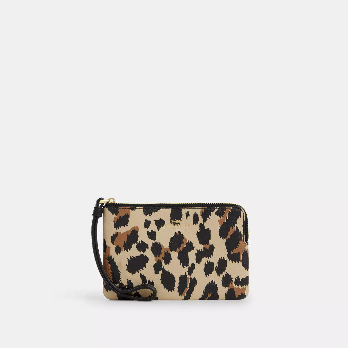 Corner Zip Wristlet With Leopard Print