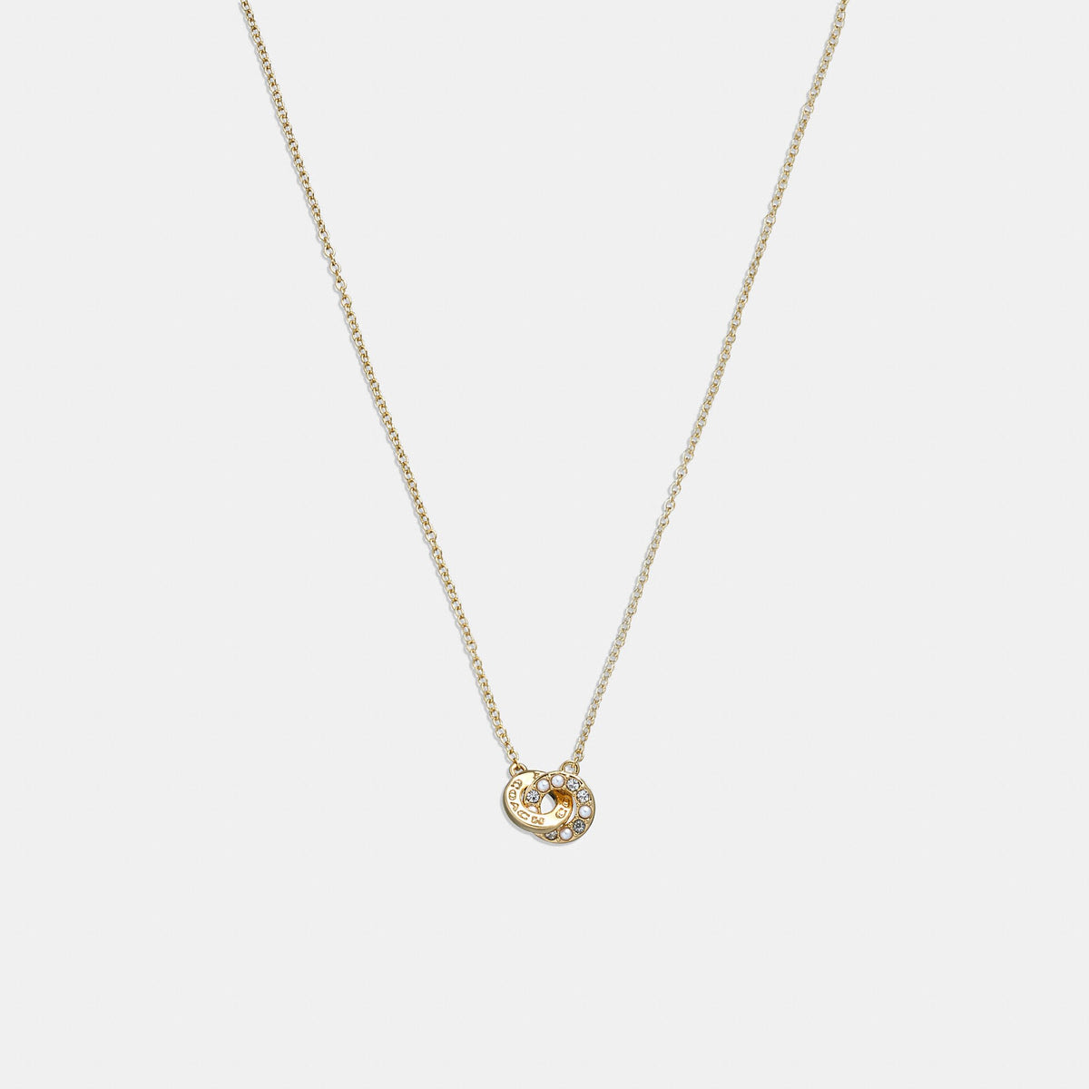 Interlocking Open Circle Pearl Pendant Necklace