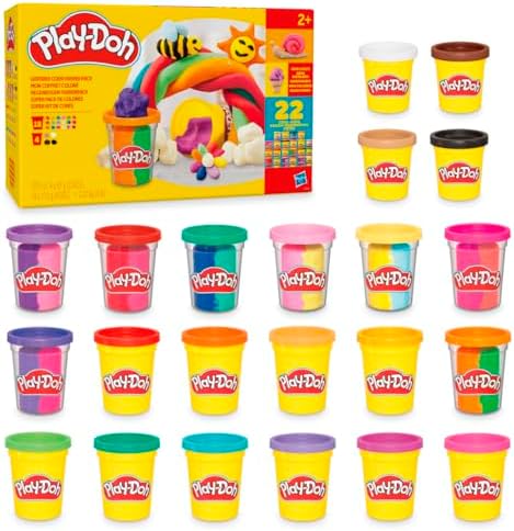 Play-Doh 22 Pack Ultimate Color Variety, Bulk Assorted Colors, 2 & 4 Ounce Modeling Compound Cans, Kids Arts & Crafts, Preschool Toys, Back to School Supplies, Ages 2+ (Amazon Exclusive)