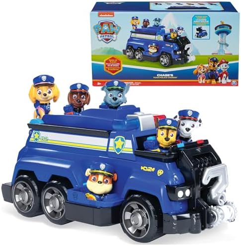 PAW Patrol Team Cruiser, Large Scale Vehicle with Exclusive Chase, Marshall, Skye, Rubble, Rocky & Zuma Action Figures, Toys for Boys & Girls Ages 3+