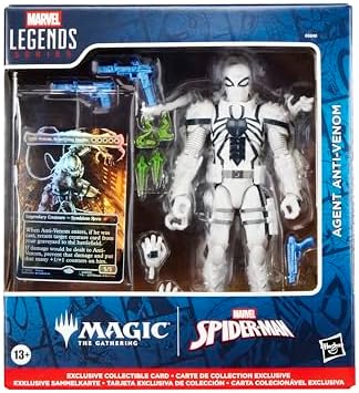 Spider-Man Marvel Legends Series Magic: The Gathering Agent Anti-Venom, 6-Inch Action Figure Toy & Exclusive Foil Collectible Card Game Trading Card