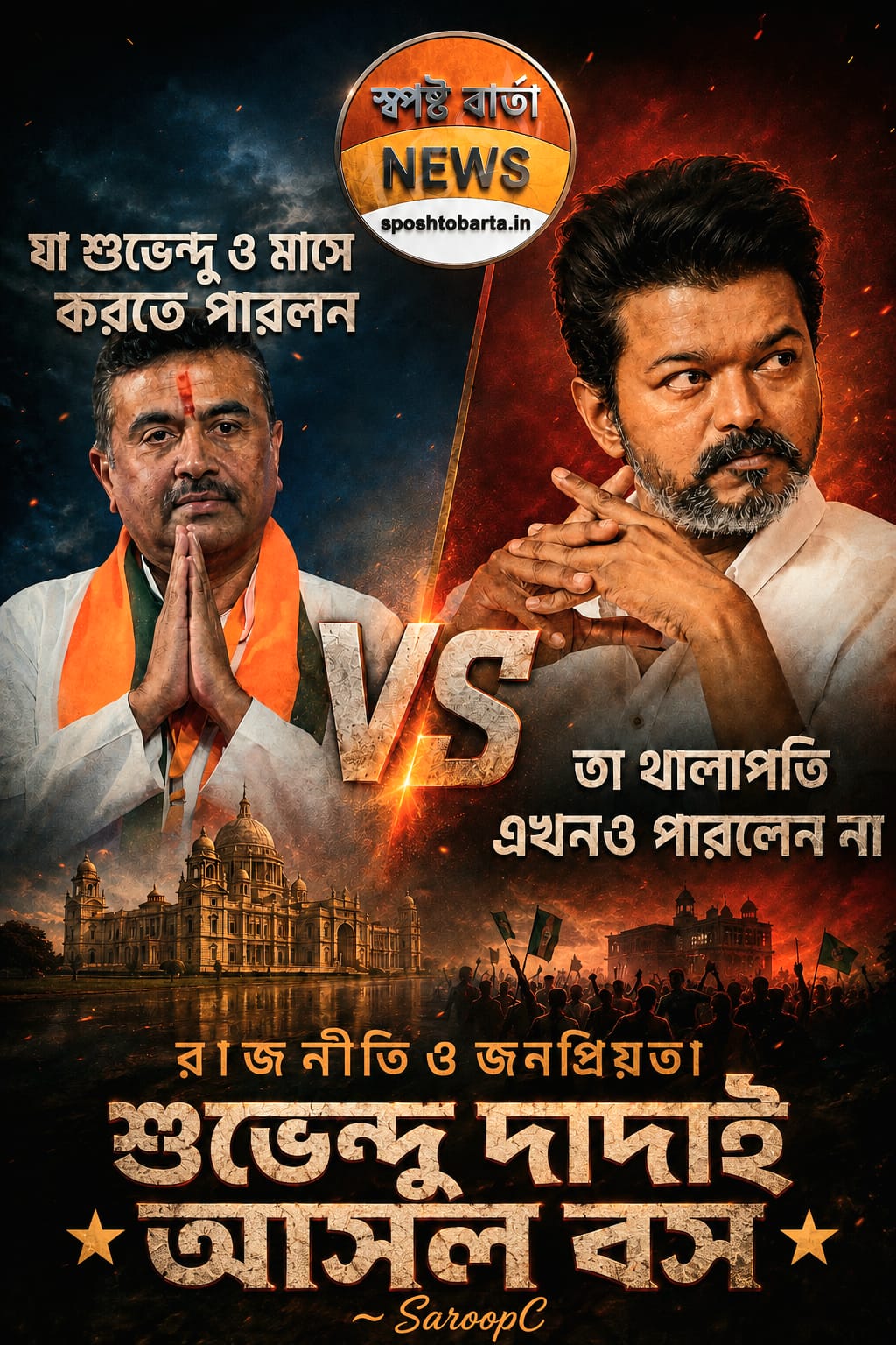 ⭐ যা শুভেন্দু ৩ মাসে করতে পারলেন, থালাপতি এতদিনে পারল না; Suvendu Adhikari is the Boss.