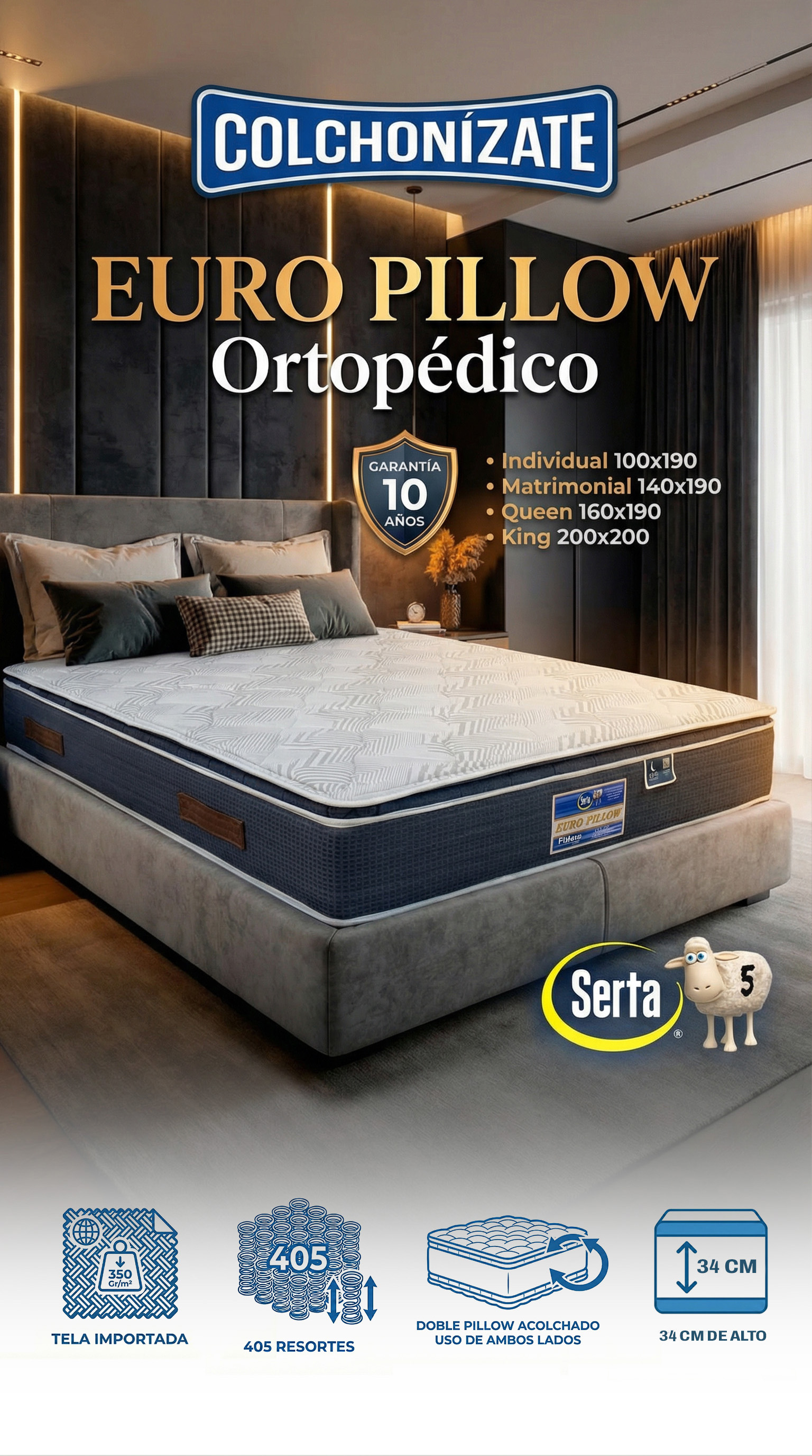 Colchón Euro Pillow SERTA