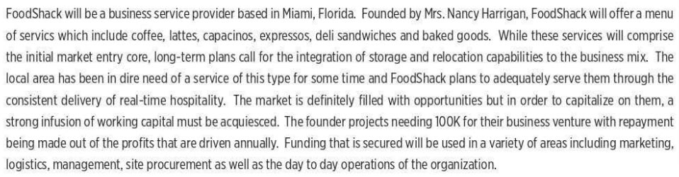Snack Shop Business Plan Sample 1 executive summary of Snack Shop Business Plan Sample