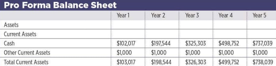 Snack Shop Business Plan Sample 10 projected balance sheet of Snack Shop Business Plan Sample