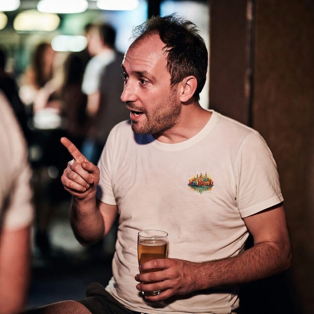 James wearing Malta Tee