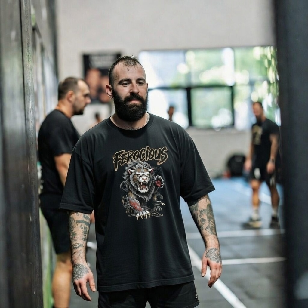 Ryan wearing Ferocious Lion Tee