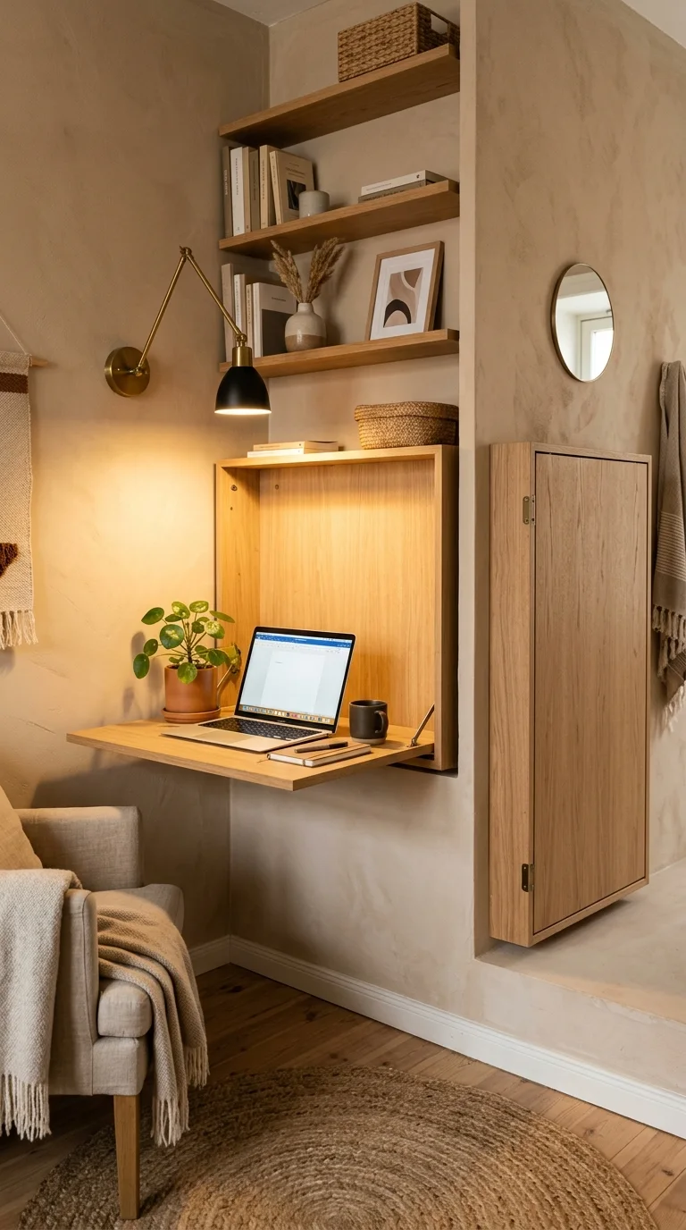 2. The Wall-Mounted Fold-Down Desk: Work Anywhere