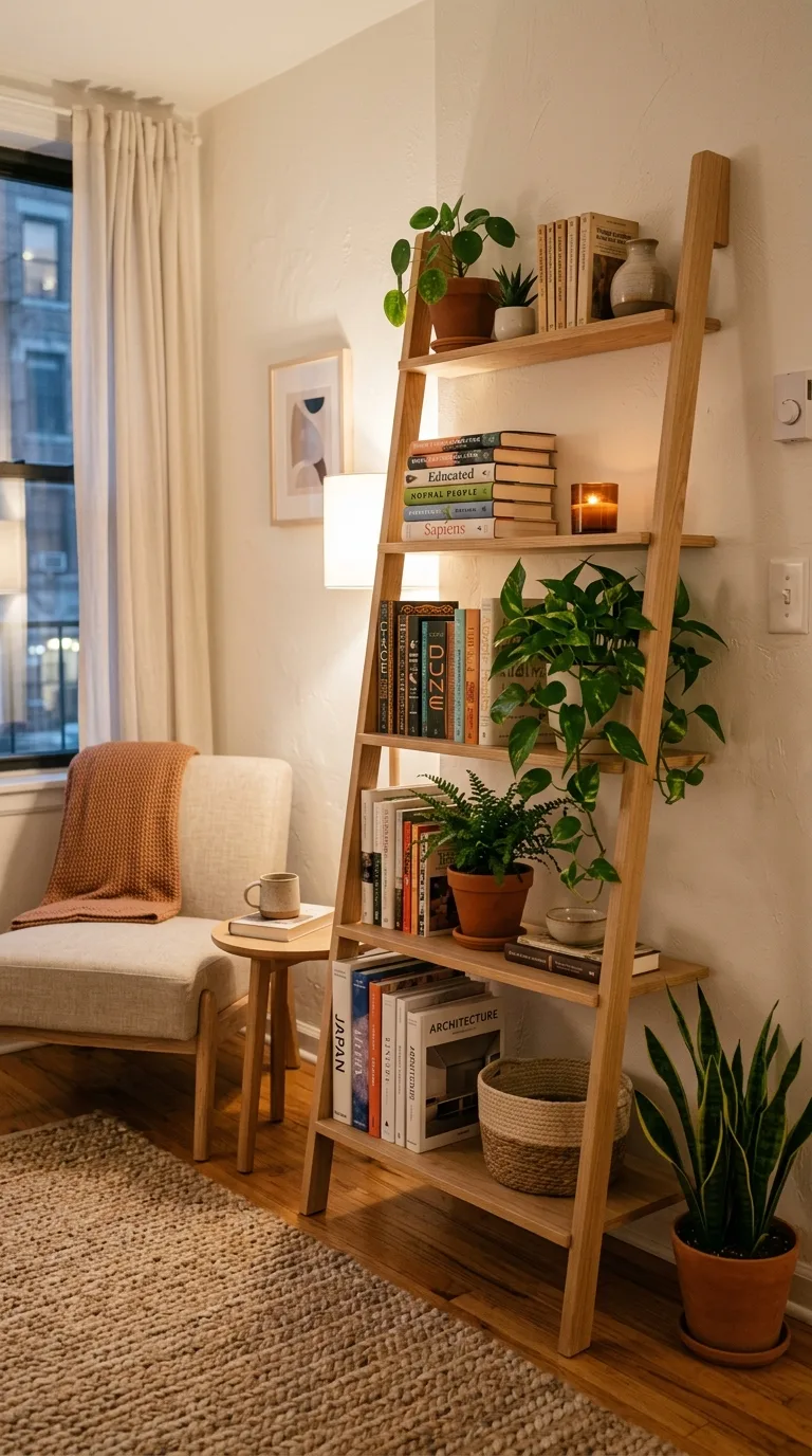 4. The Vertical Ladder Shelf: Reach New Heights