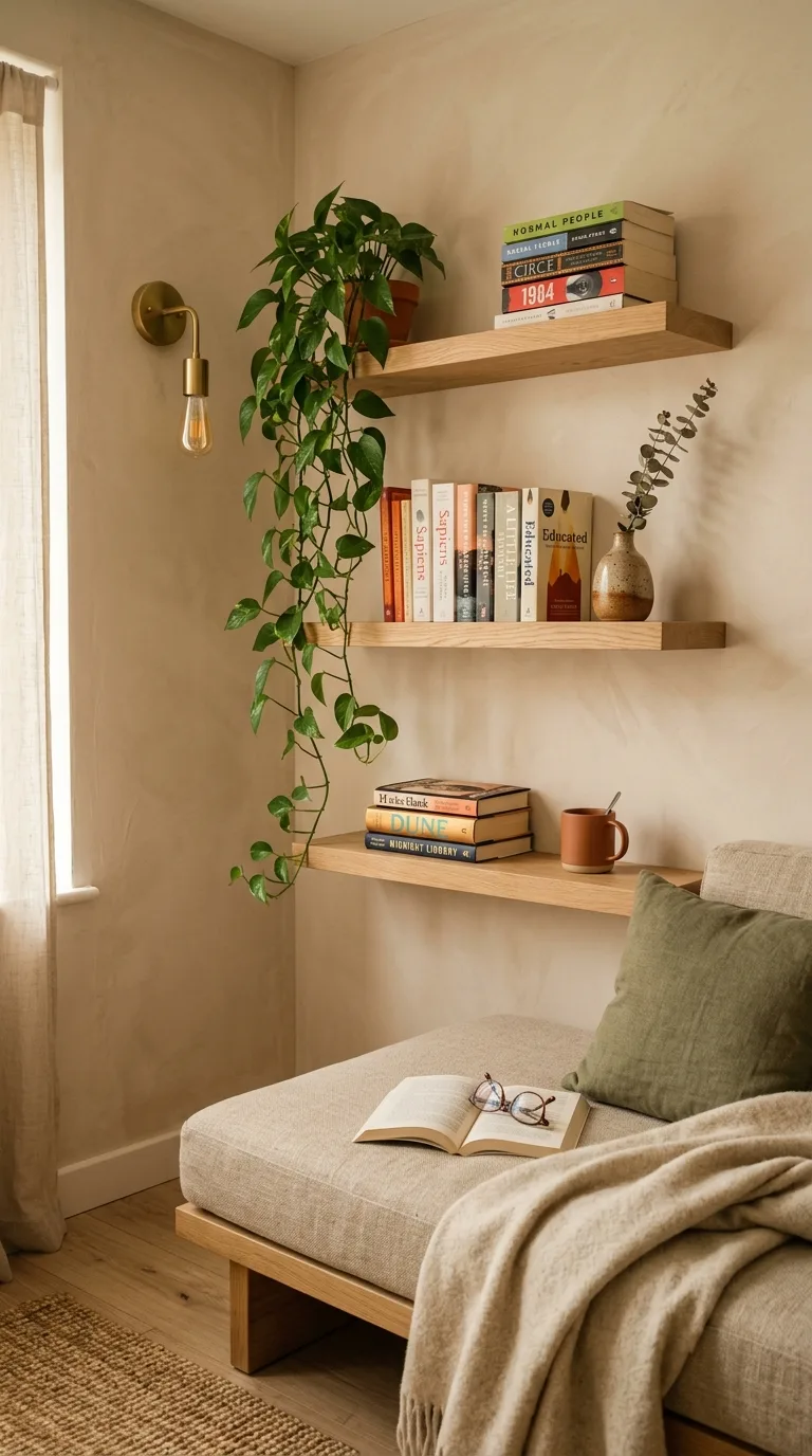 4. Mount a Floating Shelf Trio for Vertical Storage