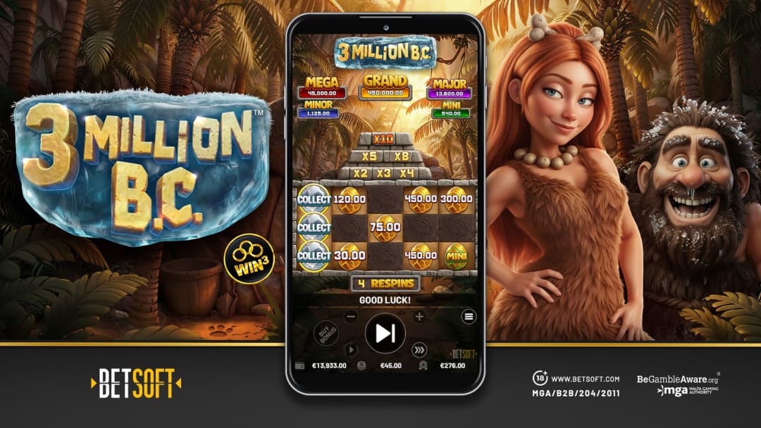 Betsoft Gaming Presents: 3 MILLION B.C.™, a wheel-driven prehistoric adventure news featured image