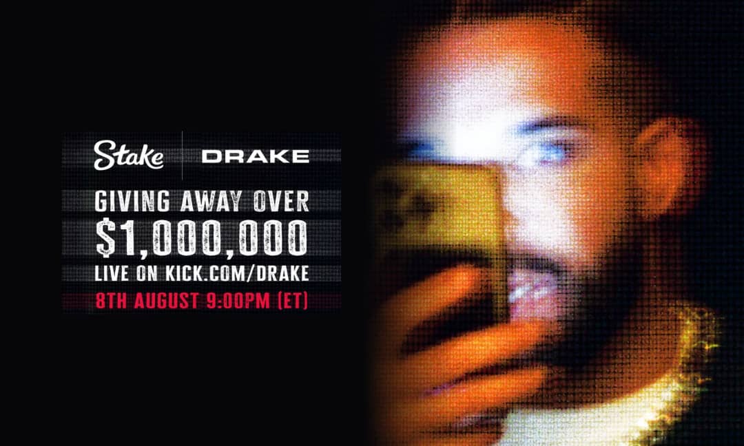 Stake Announces New Drake Kick Stream with $1 Million Giveaway news featured image
