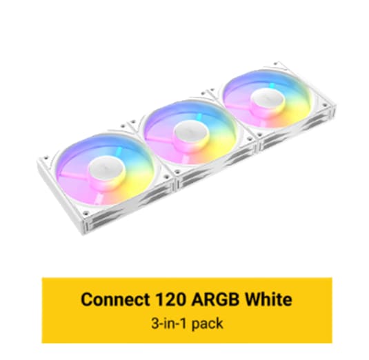 מאוורר למארז Antec Connect C120 ARGB WHITE 3PK