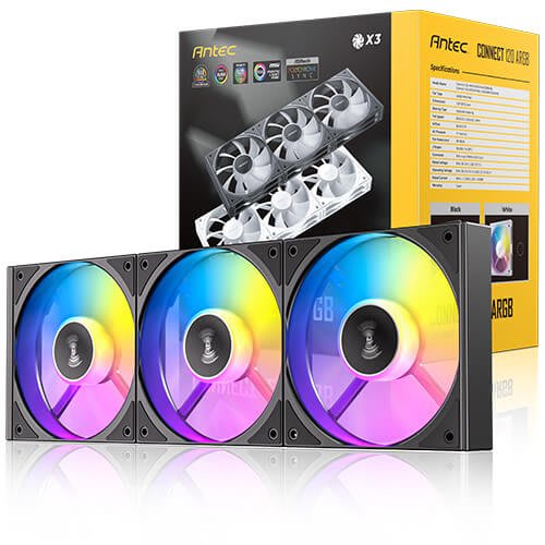 מאוורר למארז Antec Connect C120 Reverse ARGB BLACK 3PK